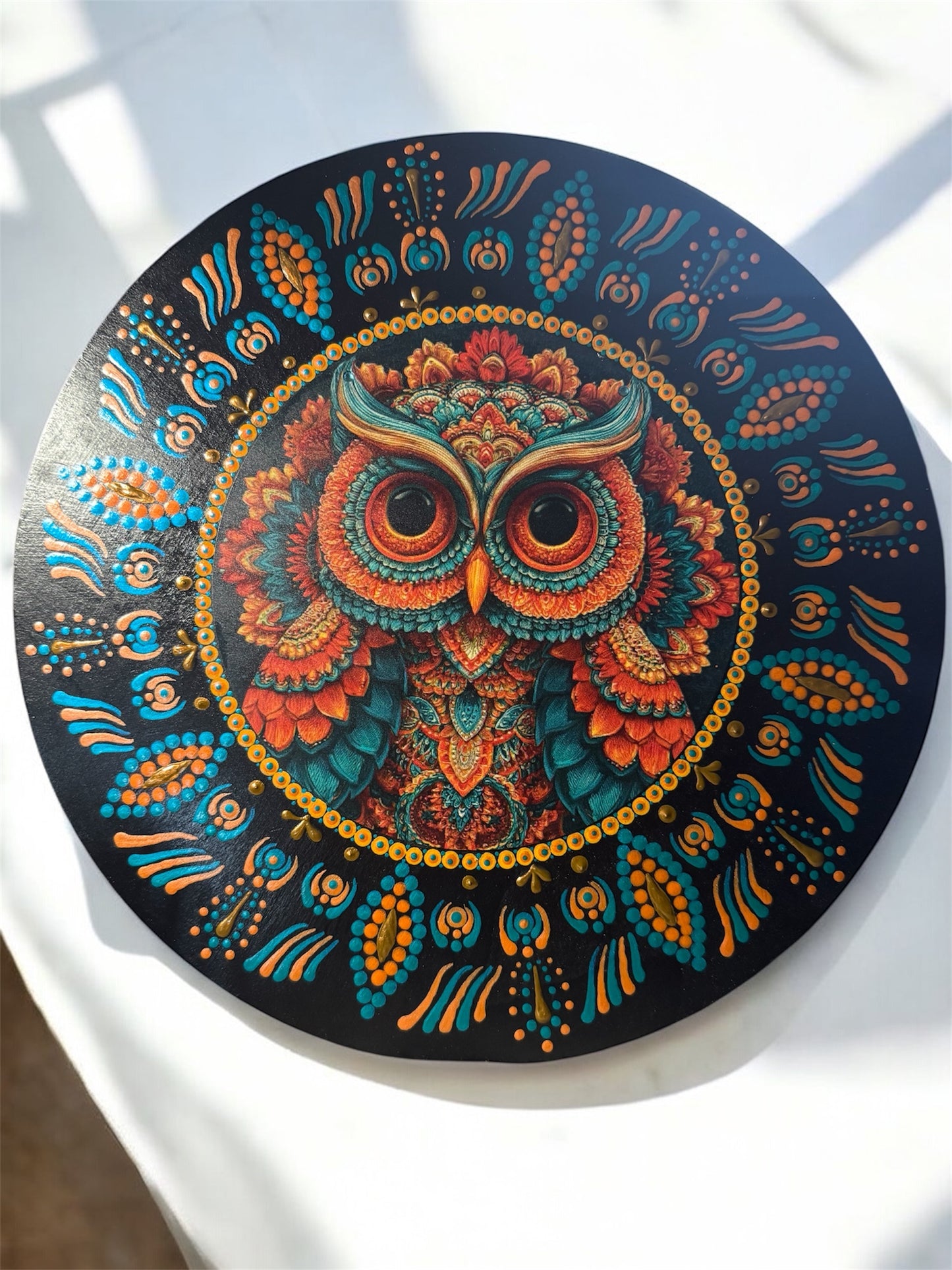 14 inches wood hand painted wall plaque