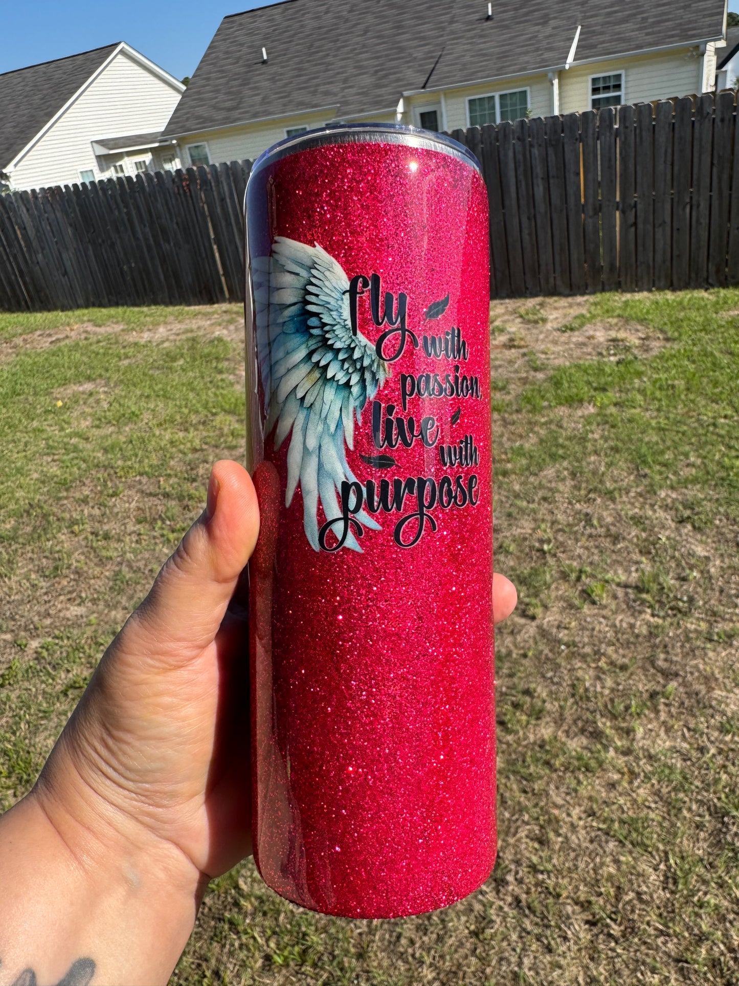 20 oz glitter base stainless steel tumbler