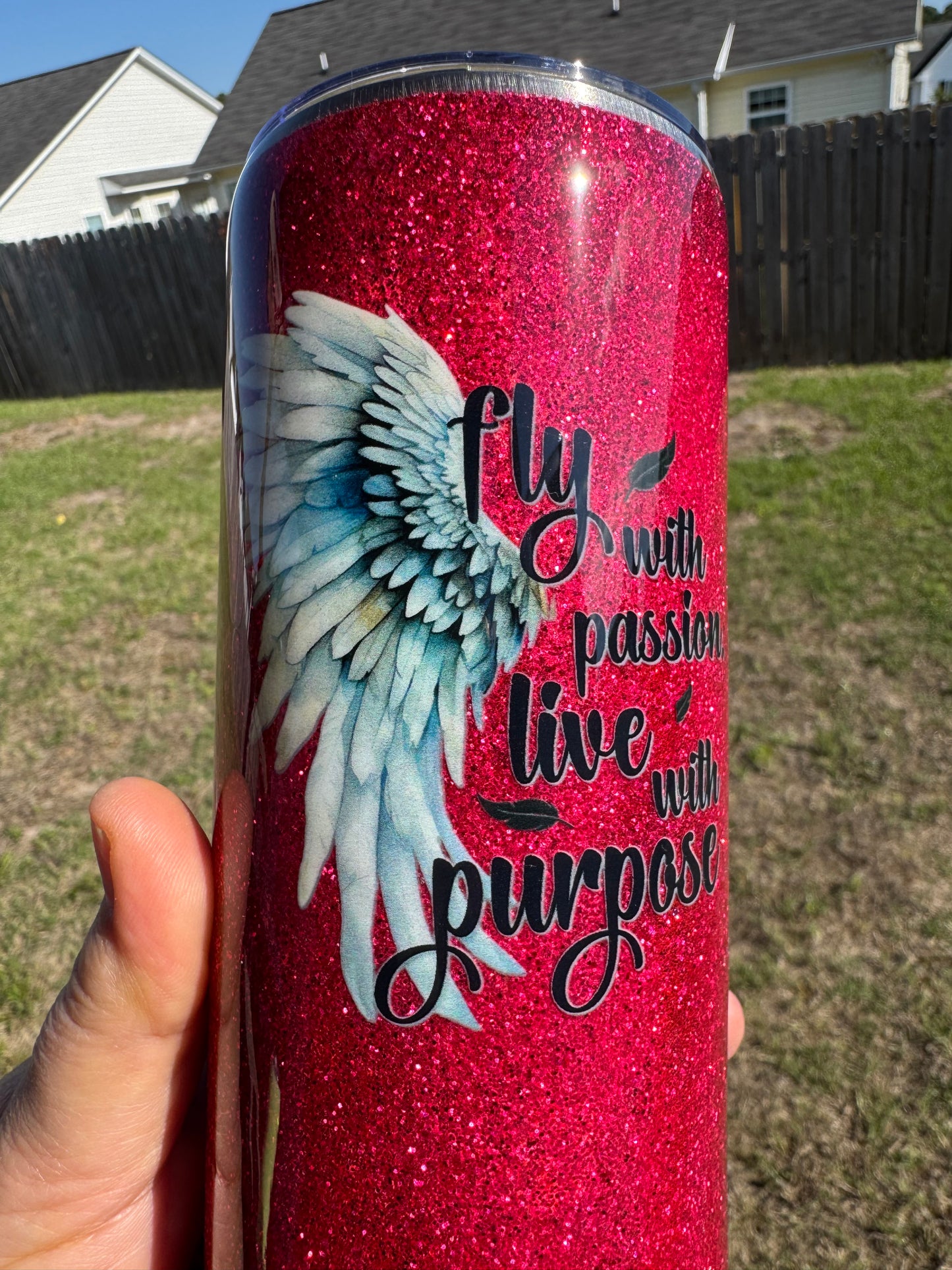20 oz glitter base stainless steel tumbler