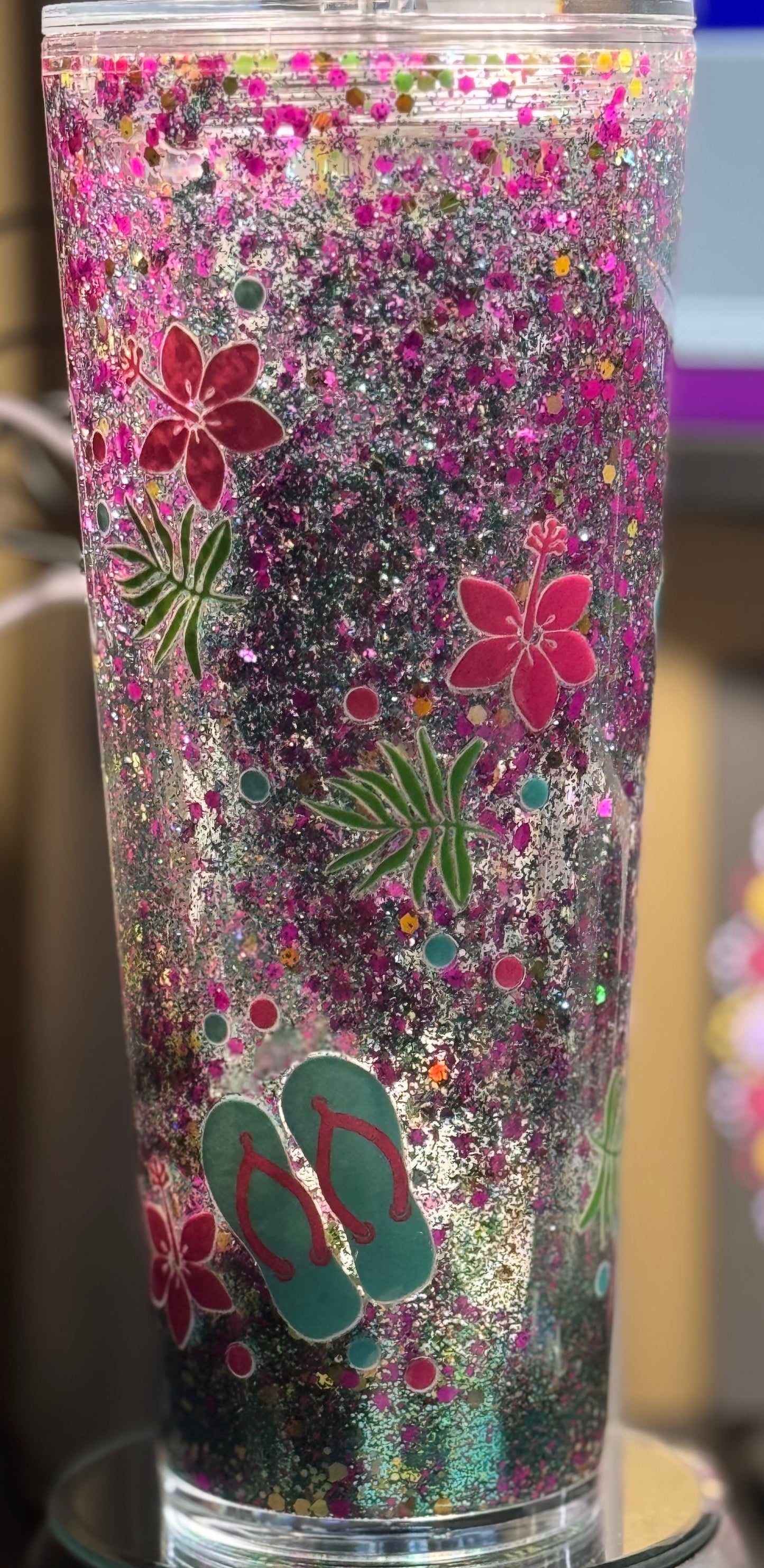 24 oz Acrylic Snow Globe Tumbler