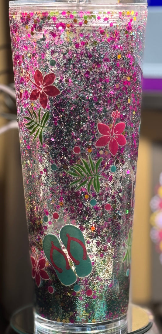 24 oz Acrylic Snow Globe Tumbler