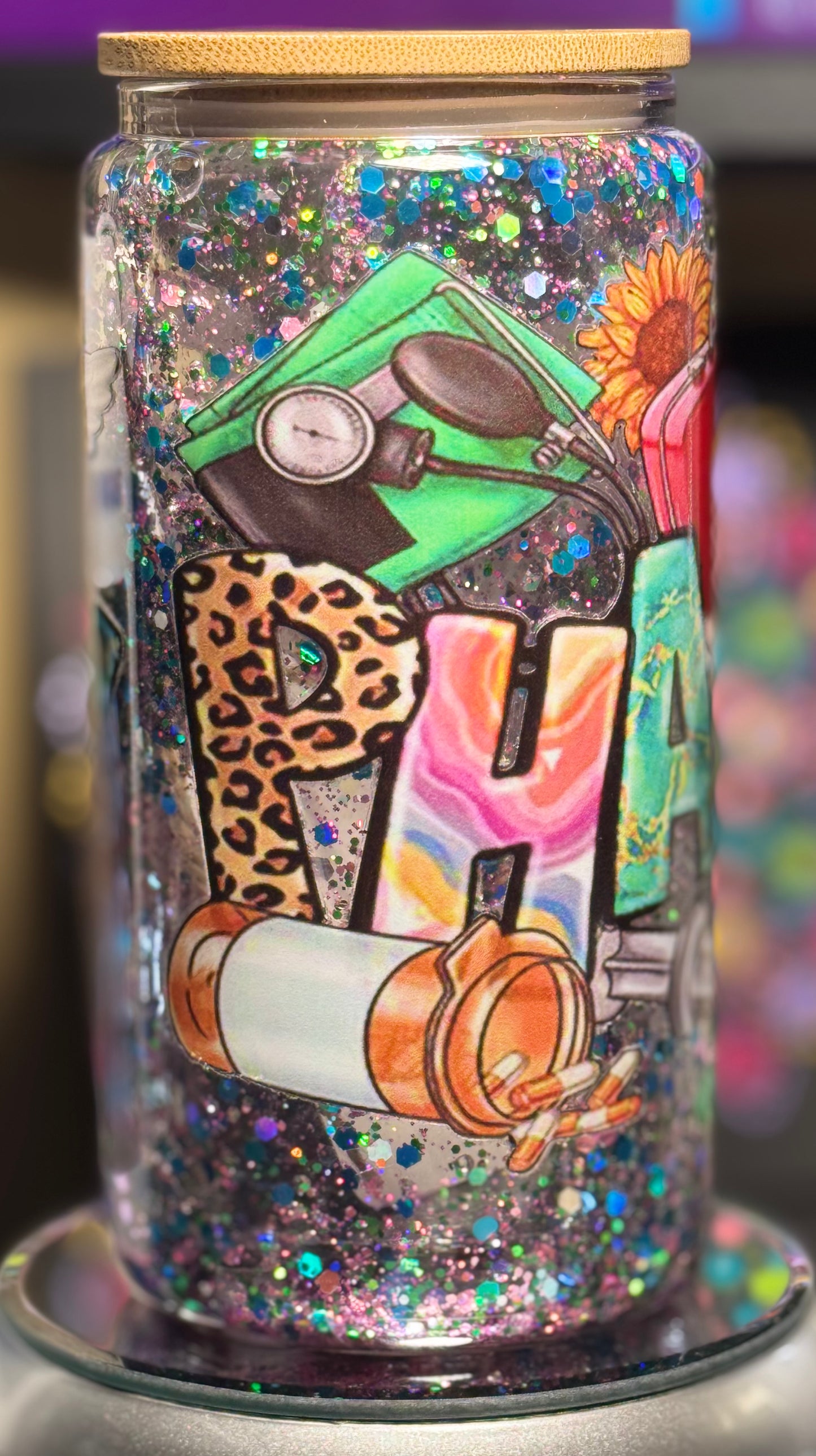 20 oz Snow Globe Glass Cup