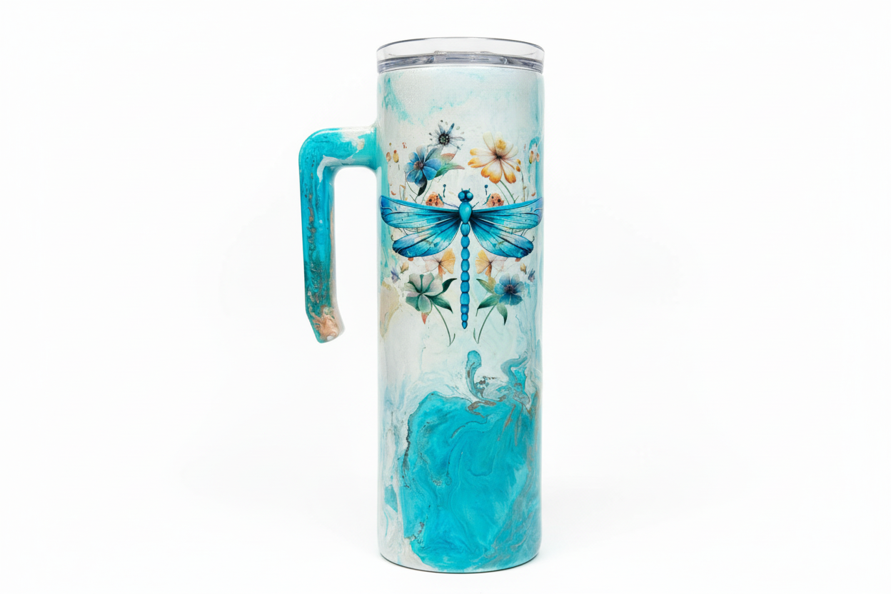 20 oz skinny with handle stainless steel tumbler
