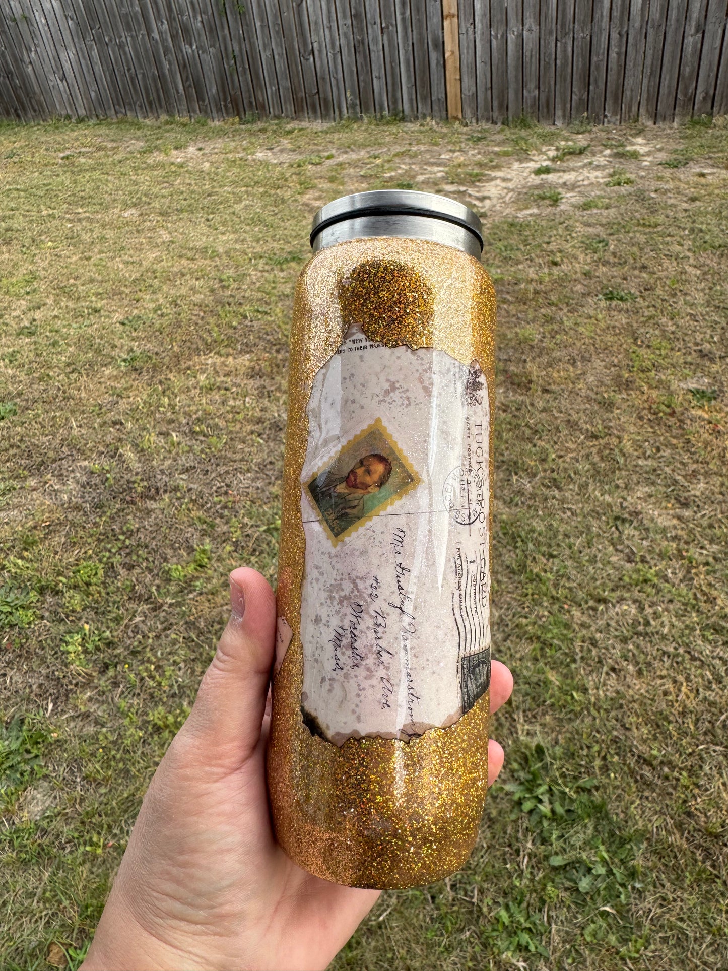 14 oz Vintage Glitter Can Style Tumbler