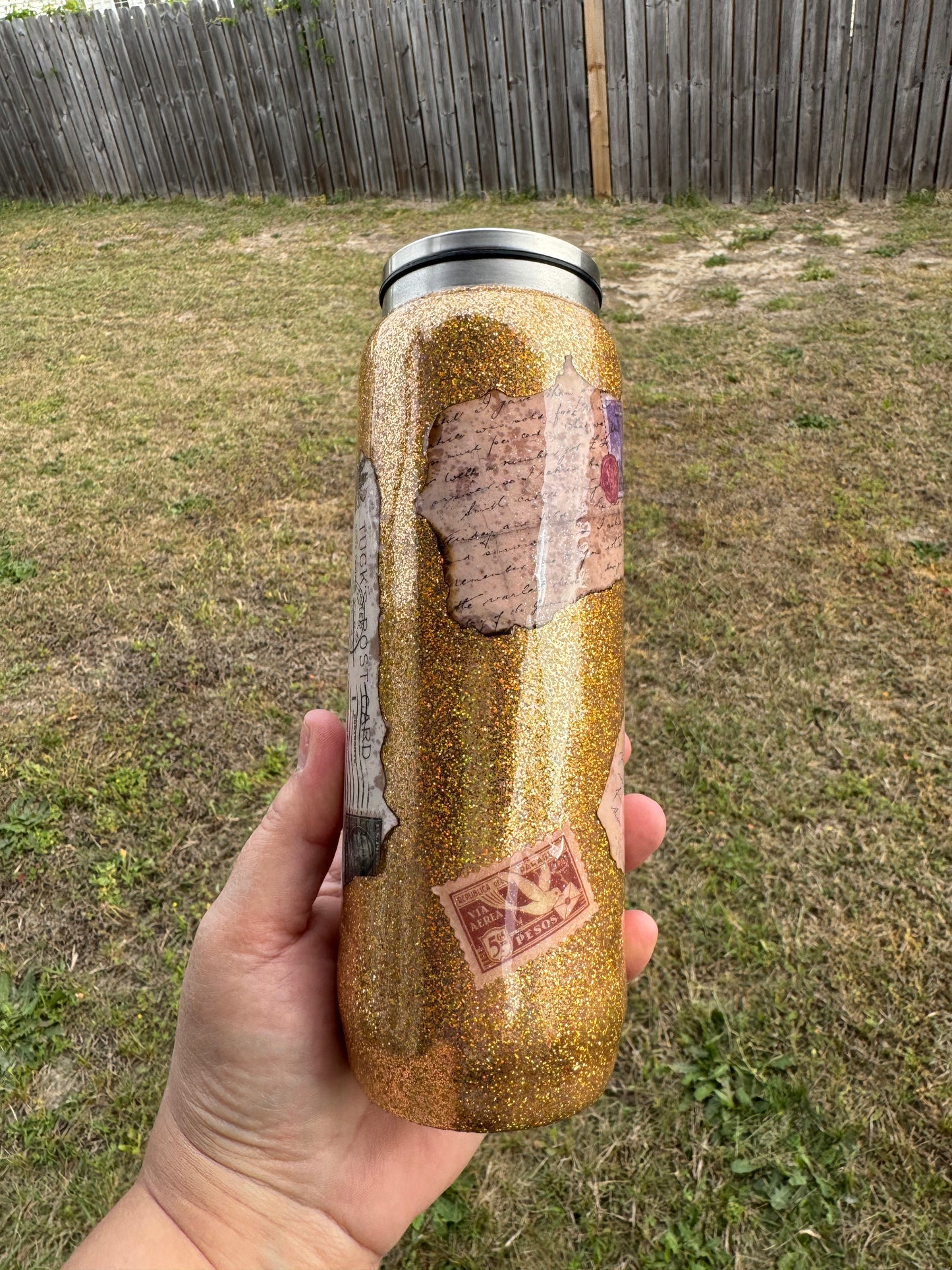 14 oz Vintage Glitter Can Style Tumbler