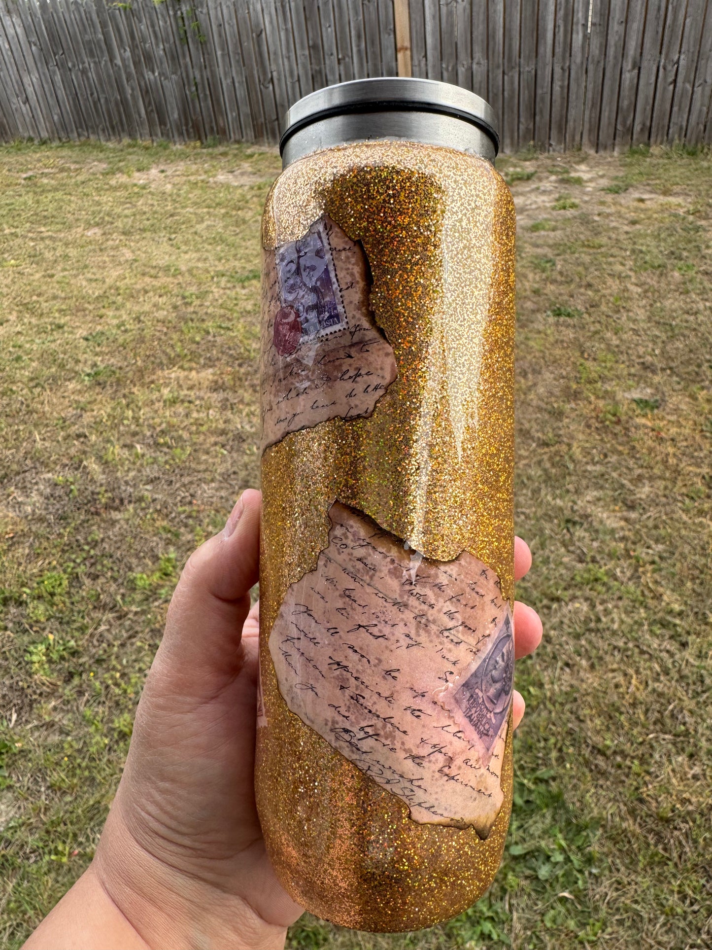 14 oz Vintage Glitter Can Style Tumbler