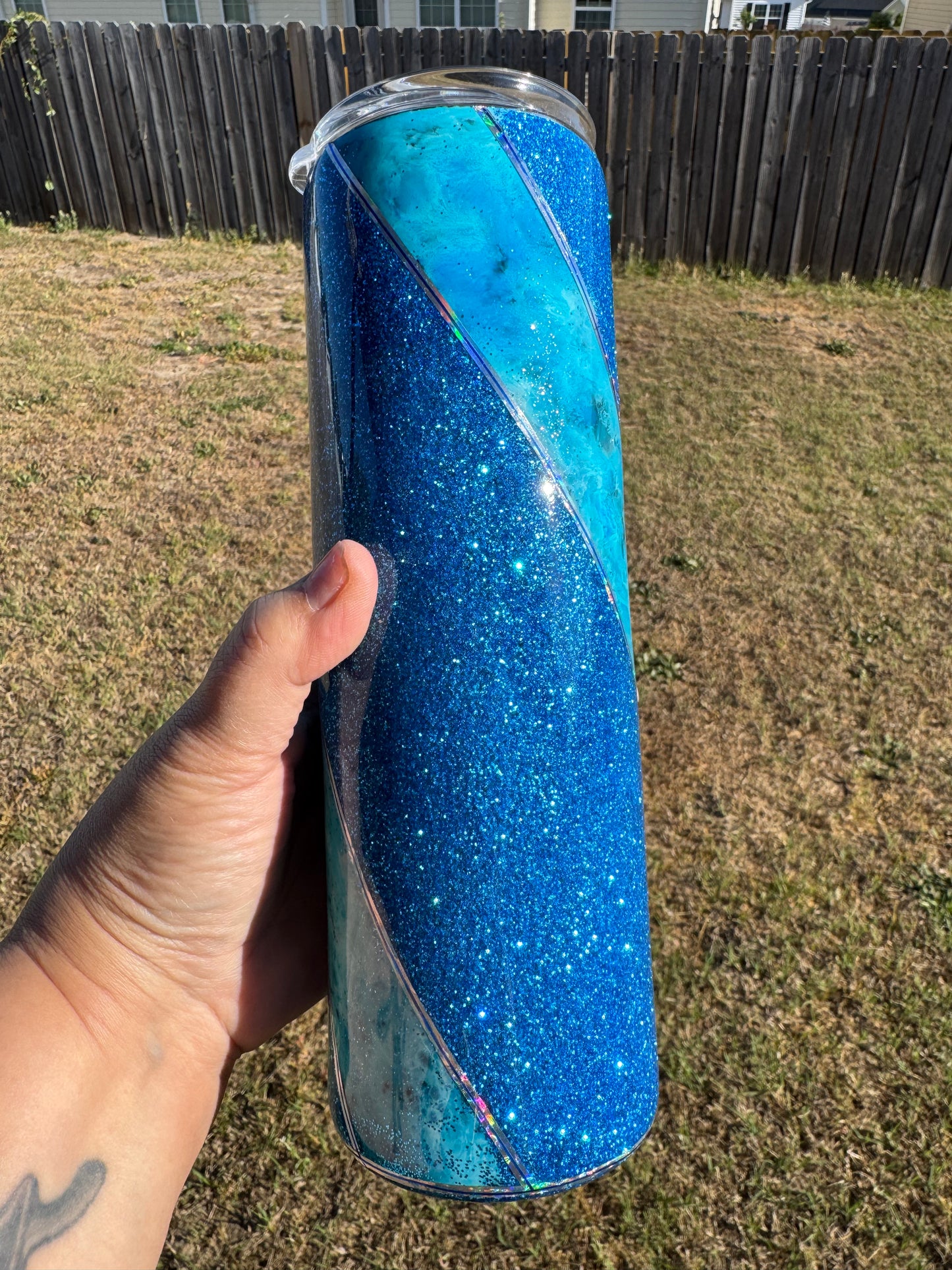 30 oz Ocean Waves Glitter stainless steel tumbler