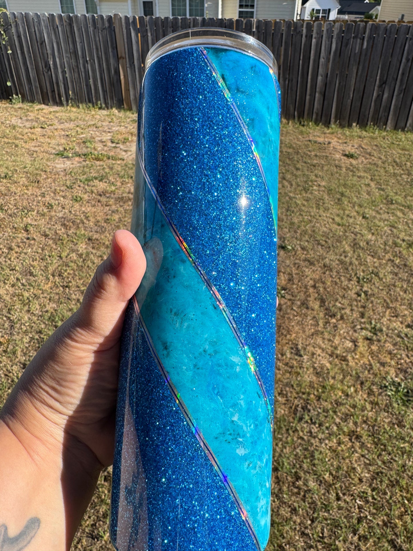 30 oz Ocean Waves Glitter stainless steel tumbler