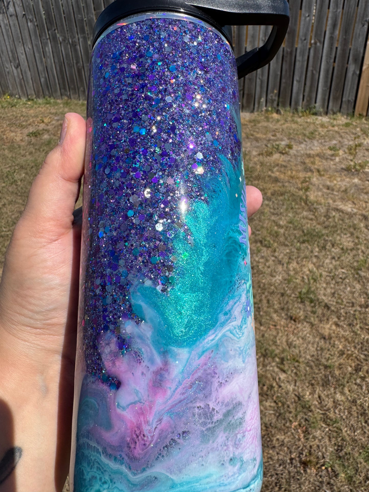 25 oz Galaxy Glitter Motivational Tumbler