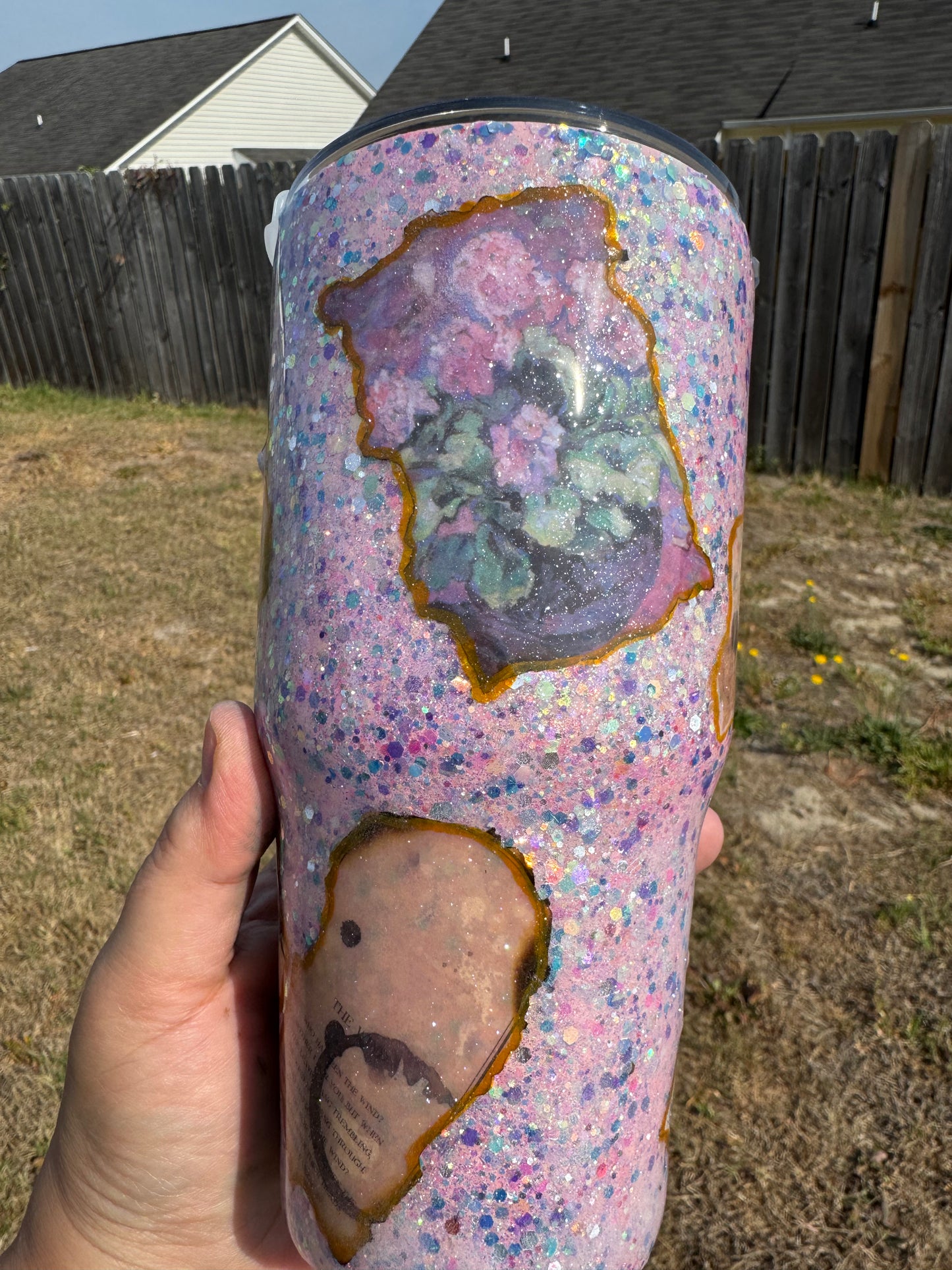 30 oz Glow in the dark vintage glitter tumbler