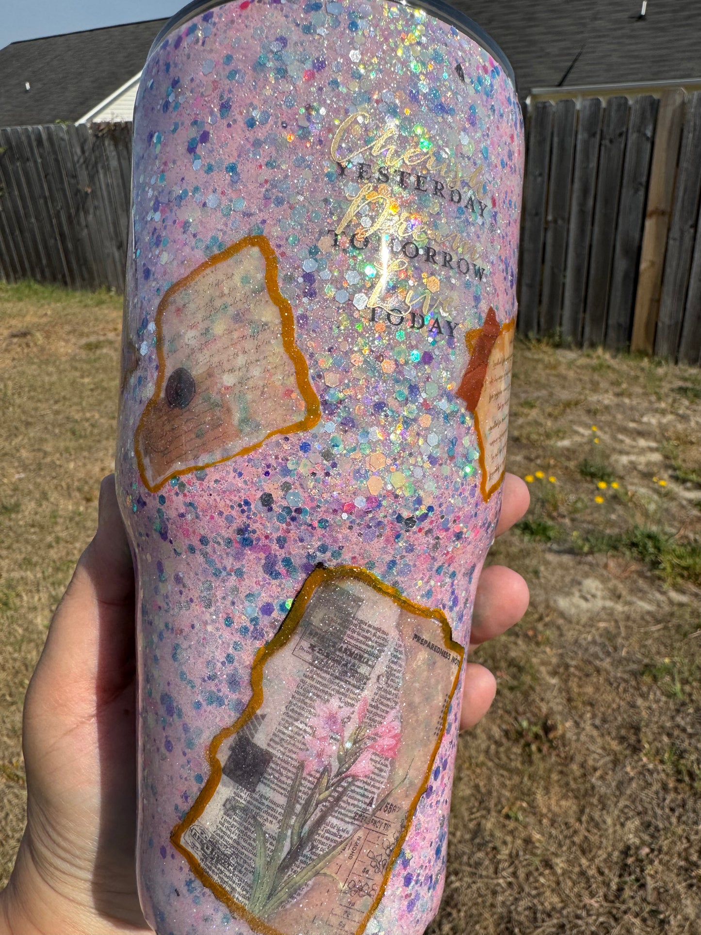 30 oz Glow in the dark vintage glitter tumbler