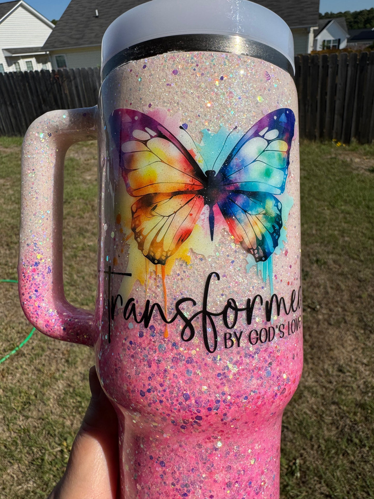 Glow in the Dark Butterfly Stanley Tumbler – “Transformed by God’s Love”