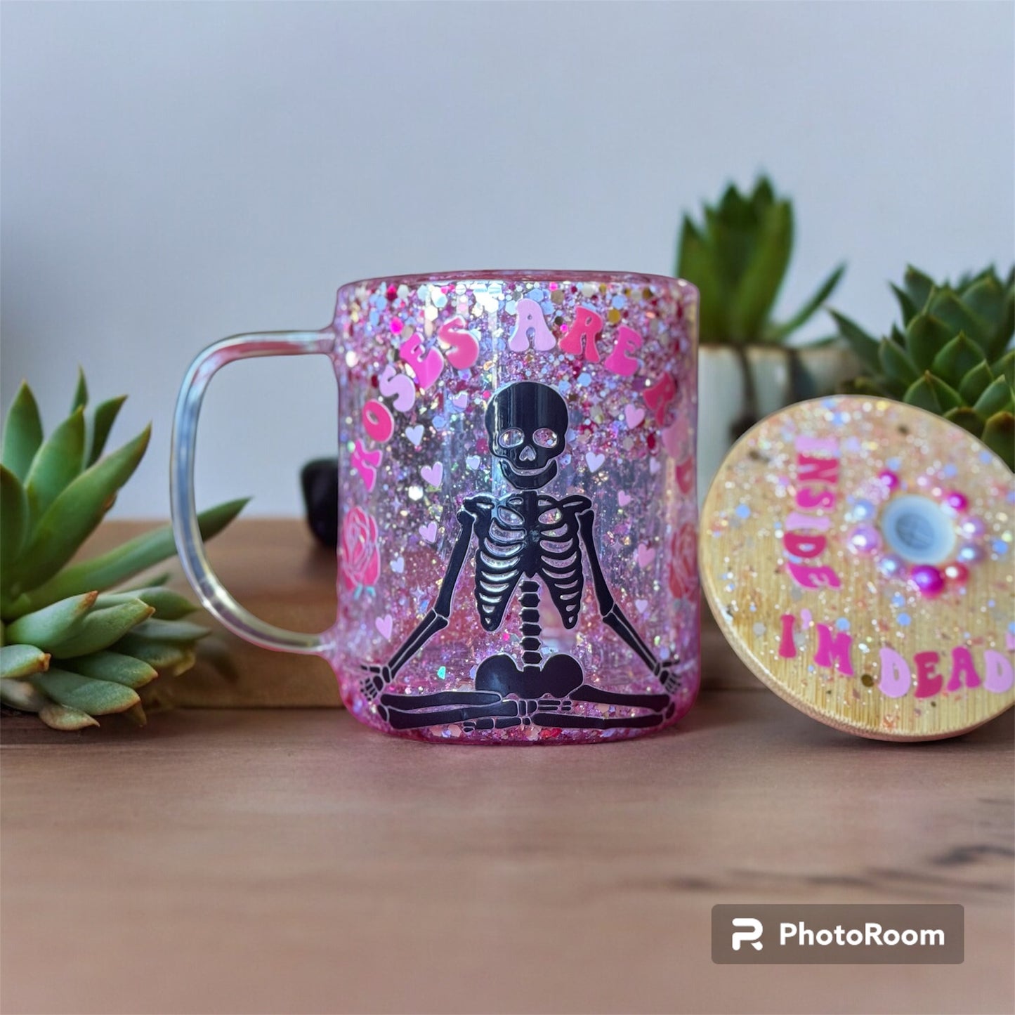 9 oz glitter globe glass cup