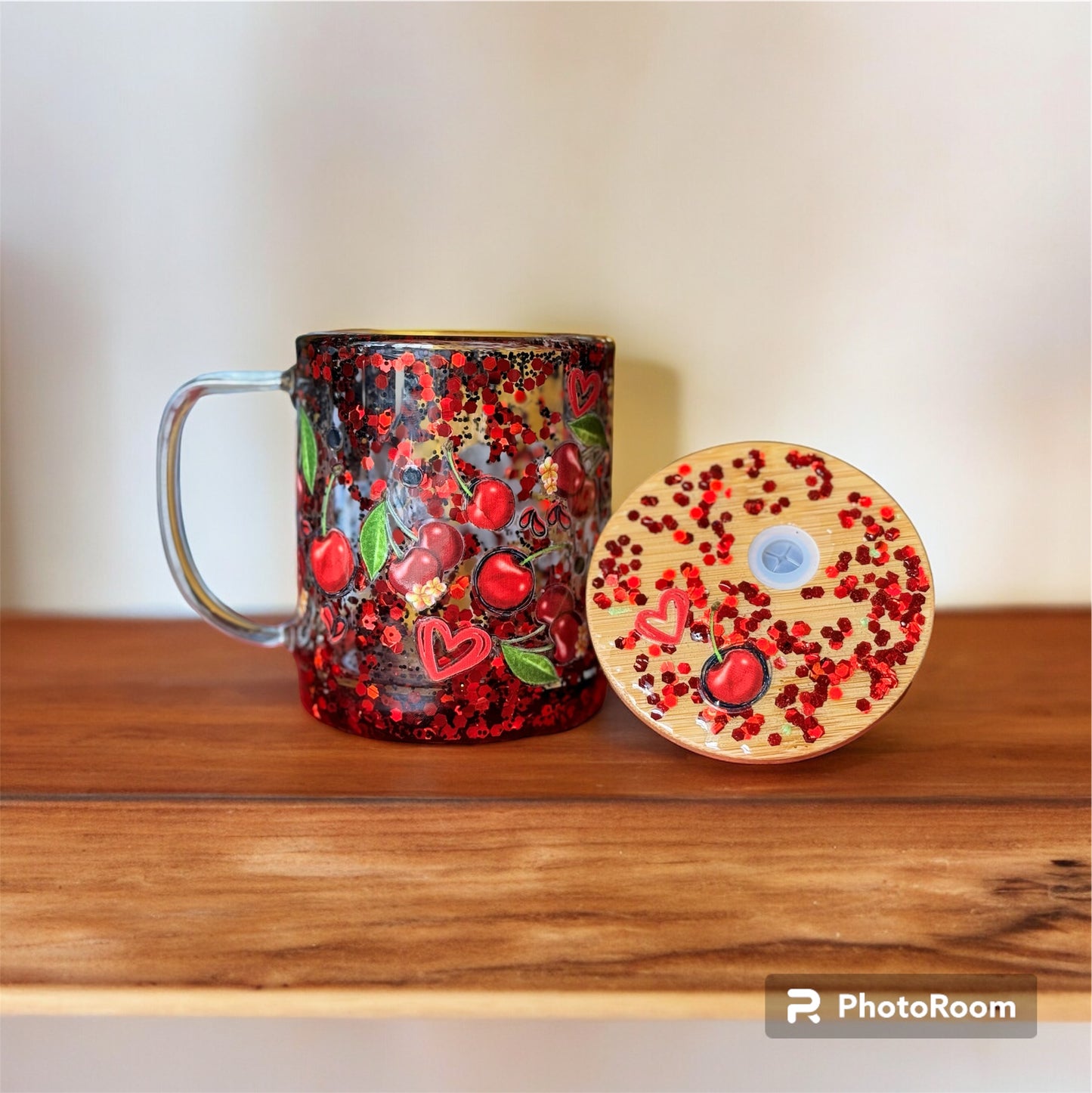 9 oz glitter globe glass cup