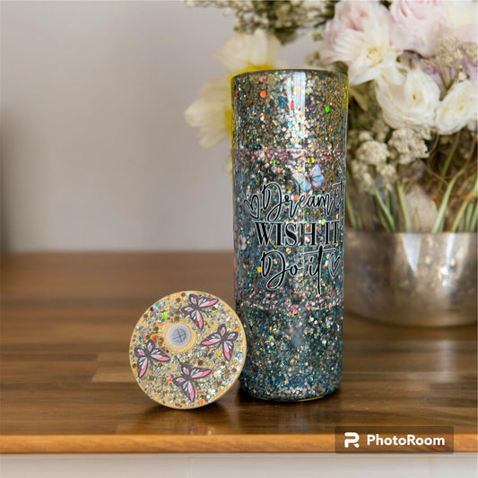 20oz Snowglobe Glitter Glass Cups