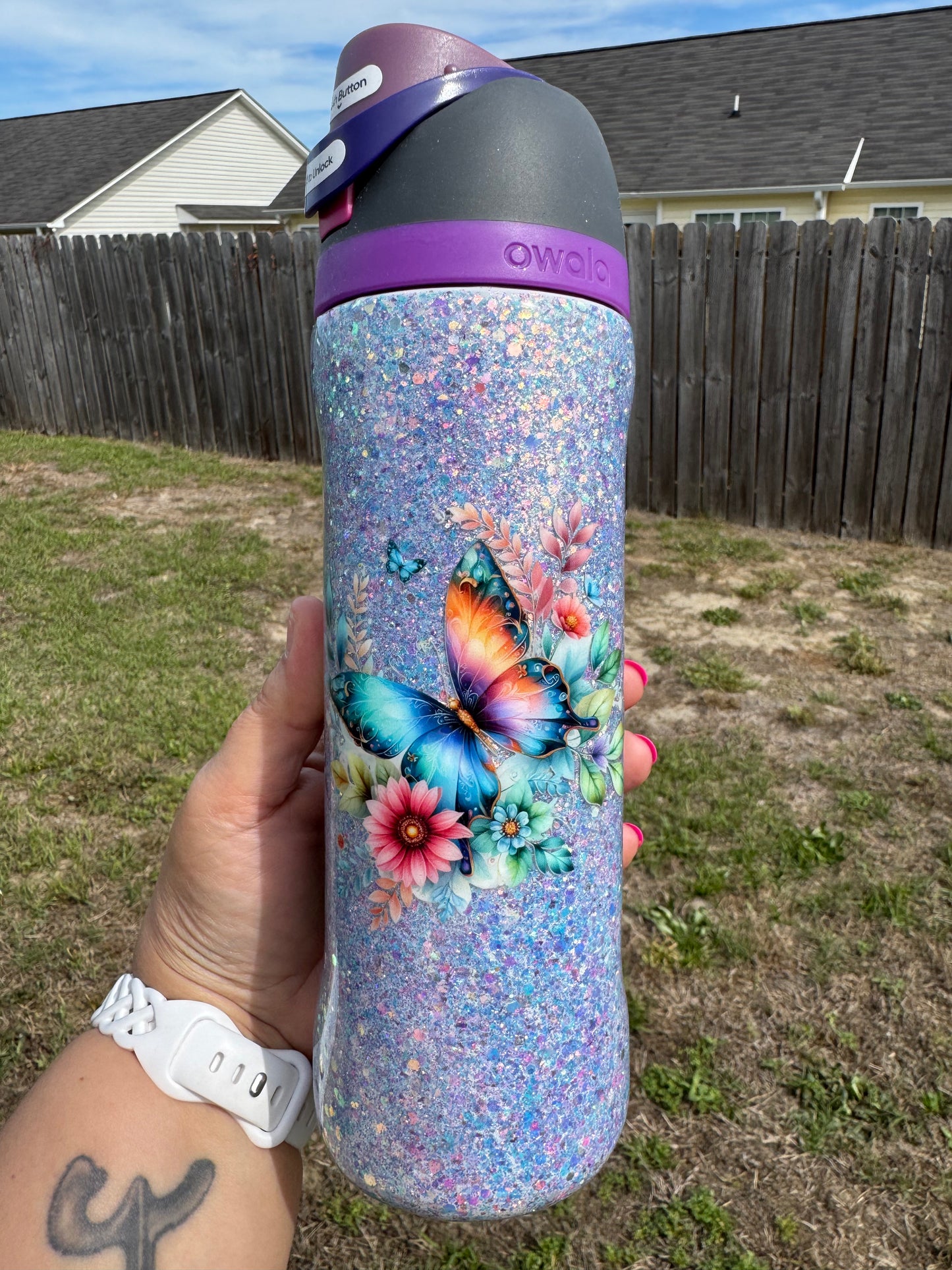 24 oz Glitter Owala Tumbler