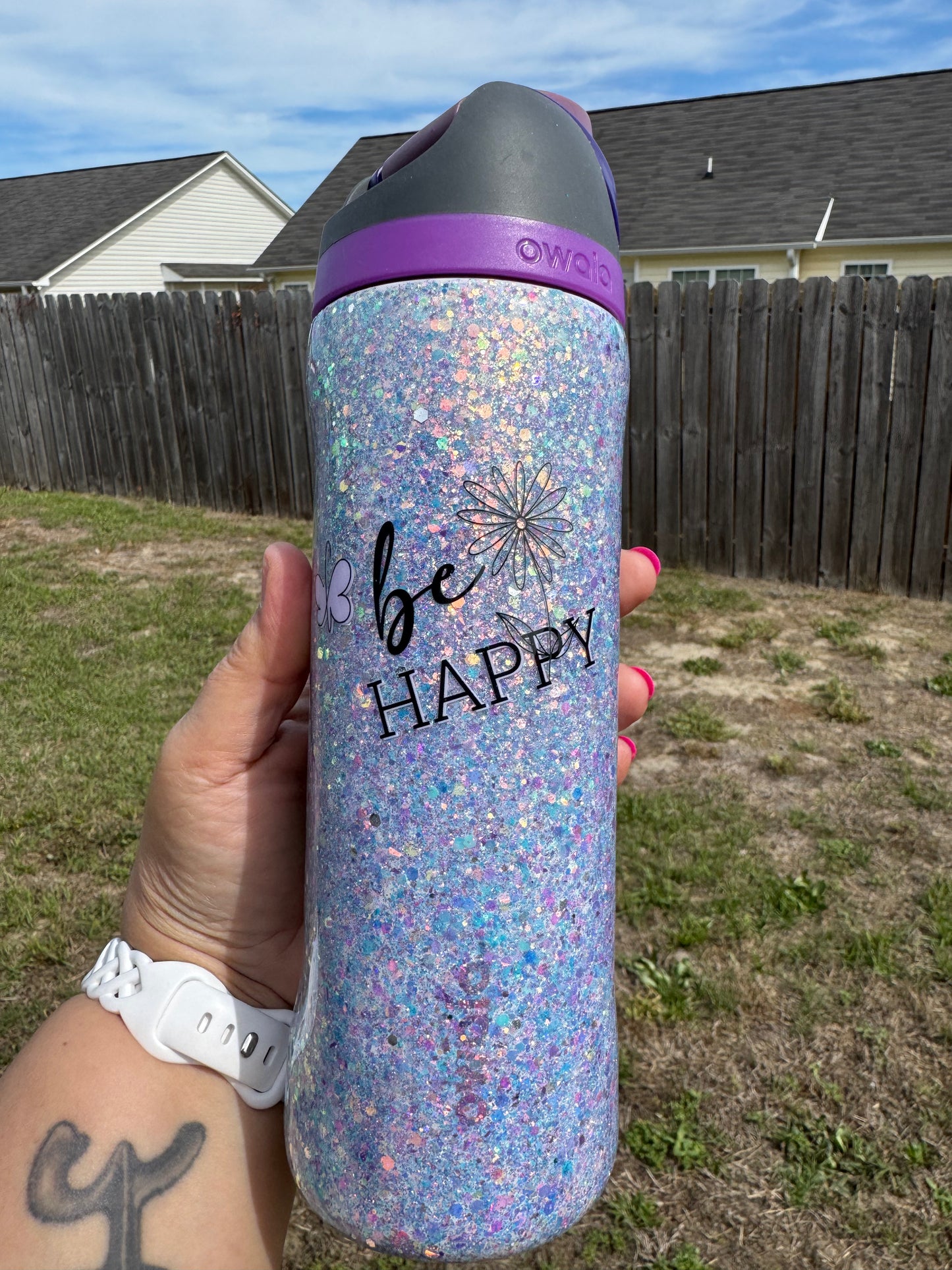 24 oz Glitter Owala Tumbler