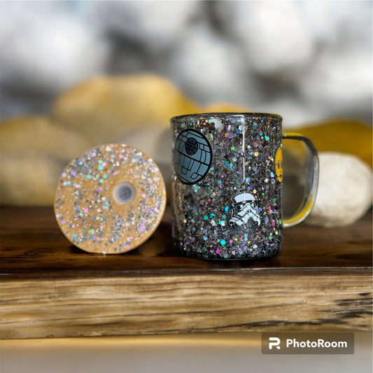9 oz glitter globe glass cup