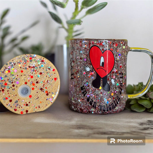 9 oz glitter globe glass cup