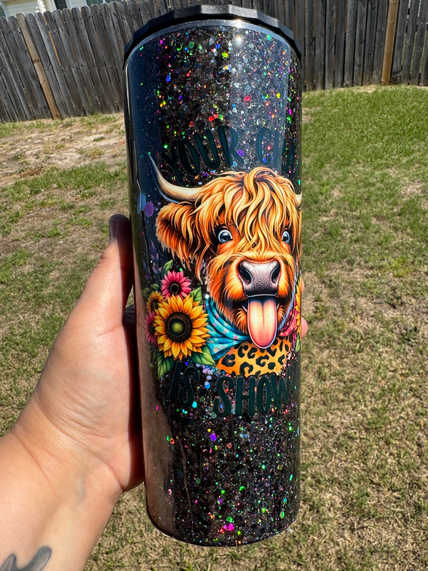 Highland cow 30 oz glitter tumbler