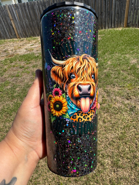 Highland cow 30 oz glitter tumbler