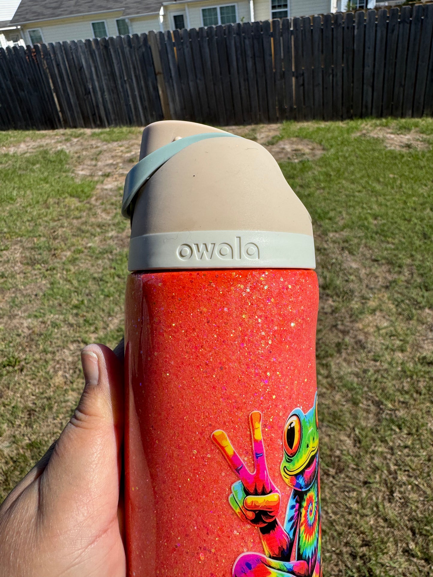 Glow in the Dark Tie Dye Owala Glitter Base 24 oz tumbler