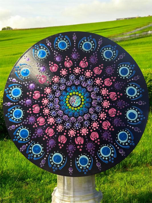 12 inches recycled vinyl hand painted wall plaque