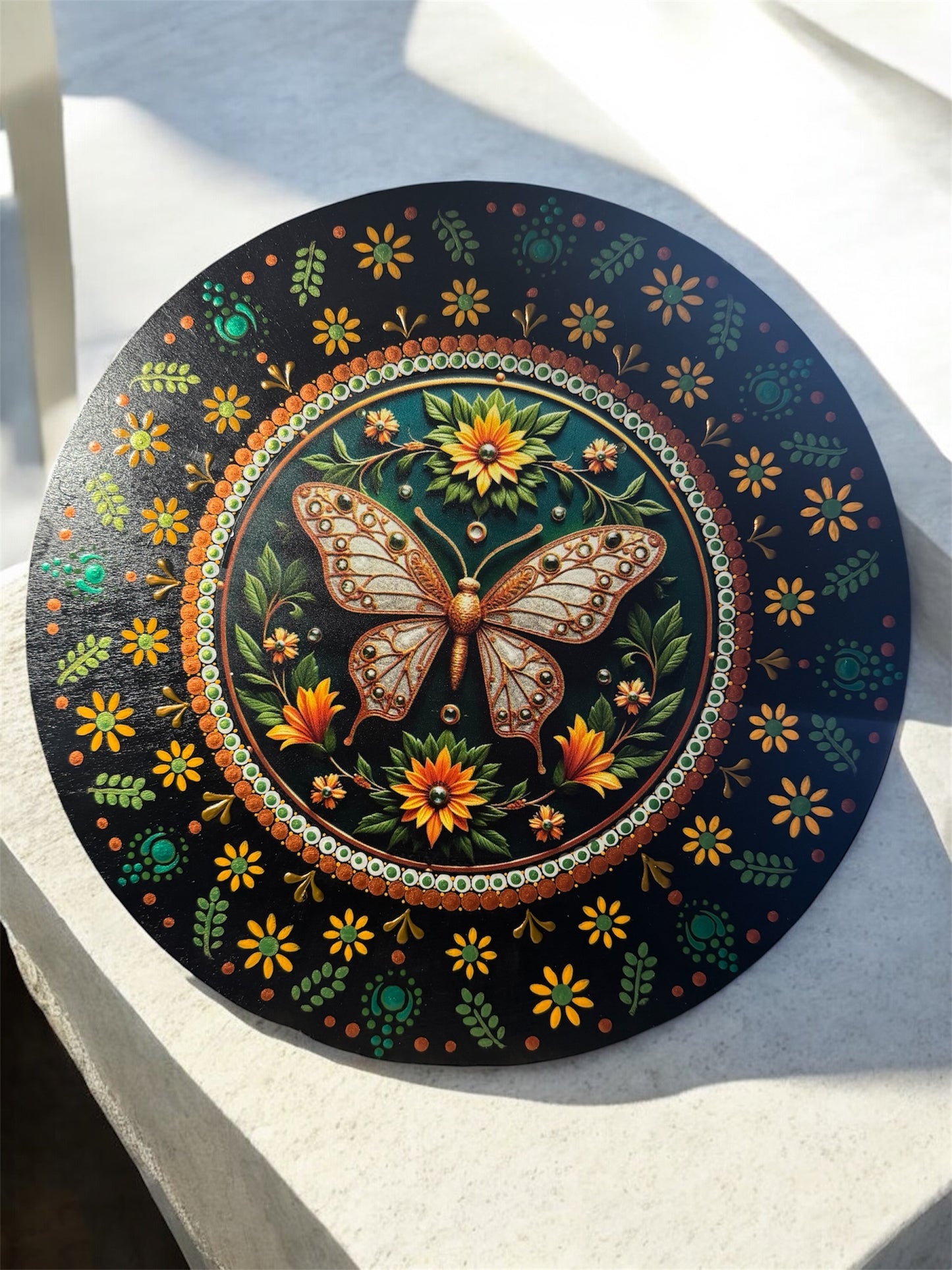 14 inches wood hand painted wall plaque