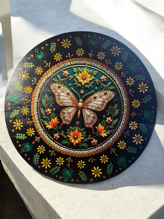 14 inches wood hand painted wall plaque