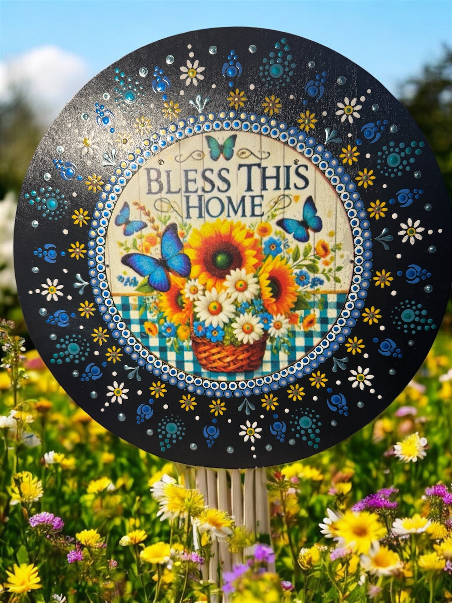 14 inches wood hand painted wall plaque