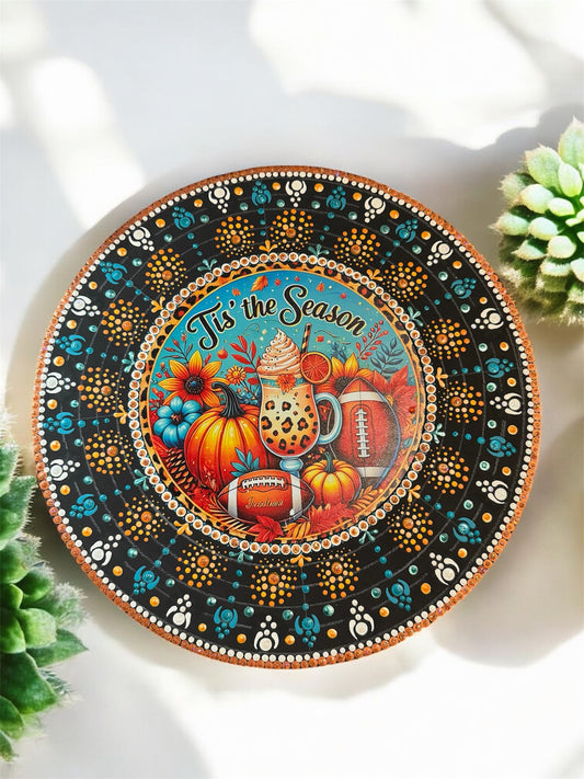 14 inches hand painted wood wall plaque