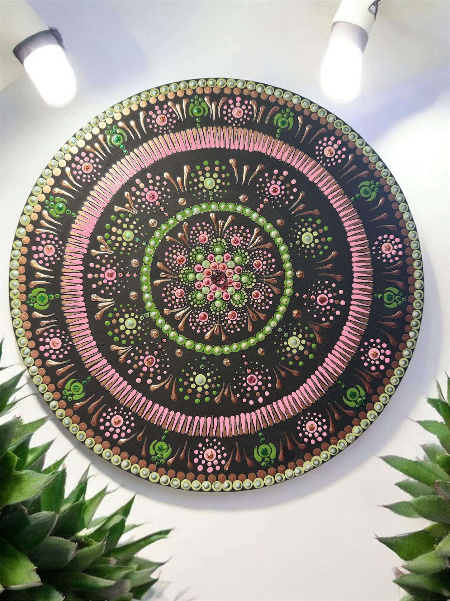 12 inches hand painted recycled vinyl wall decoration