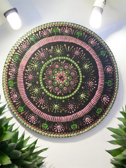 12 inches hand painted recycled vinyl wall decoration