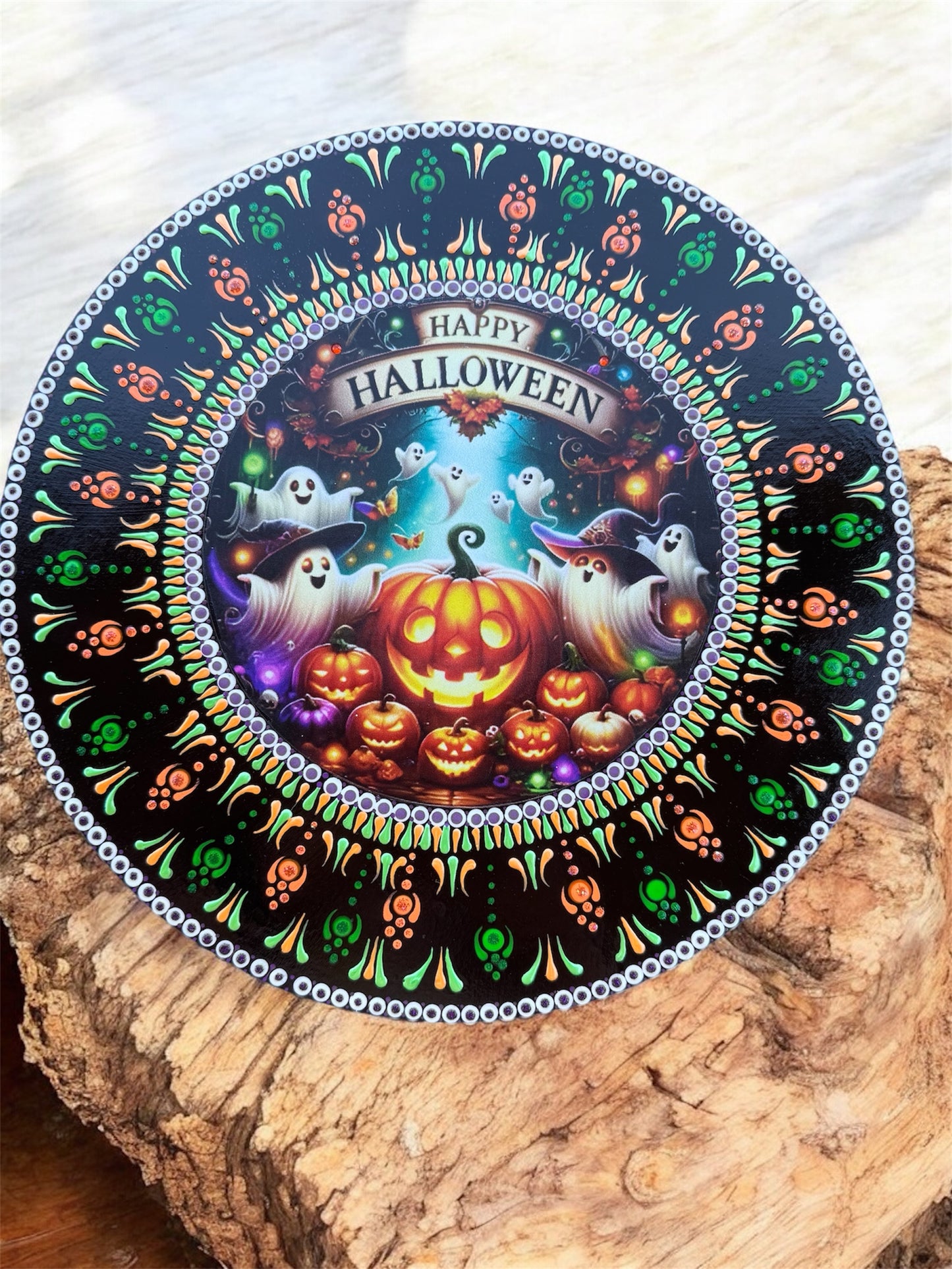 14 inches hand painted wood plaque