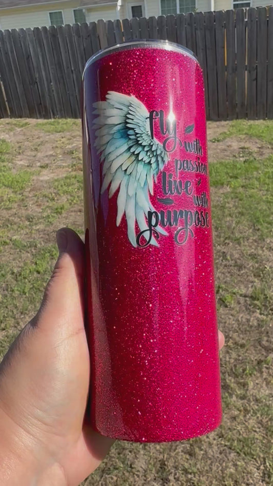 20 oz glitter base stainless steel tumbler
